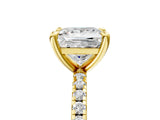 Yellow gold Princess Cut Diamond Brilliant Solitaire Ring with Pavé Band and Four-Prong Setting_20