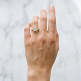 Yellow gold Princess Cut Diamond Cathedral Solitaire Ring with Round  Pavé Band_178