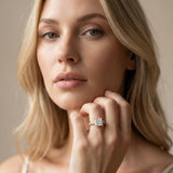Yellow gold Princess Cut Diamond Cathedral Solitaire Ring with Round  Pavé Band_179