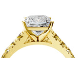 Yellow gold Princess Cut Diamond Cathedral Solitaire Ring with Round with Yellow Sapphire side stone Pavé Band_40