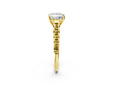 Yellow gold Princess Cut Diamond Cathedral Solitaire Ring with Round with Yellow Sapphire side stone Pavé Band_49