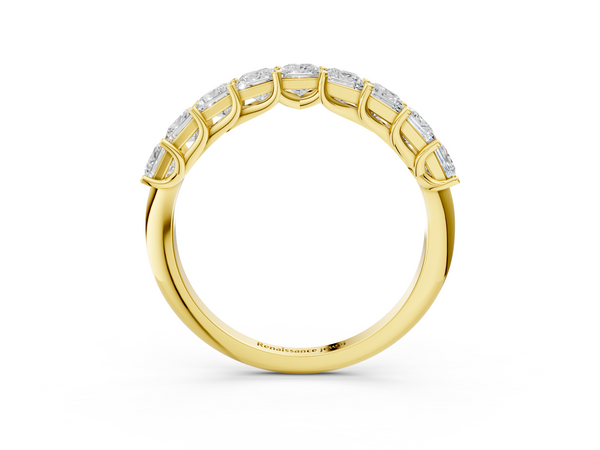 Yellow gold Princess Cut Diamond Channel-Set Eternity Band with Prong Setting