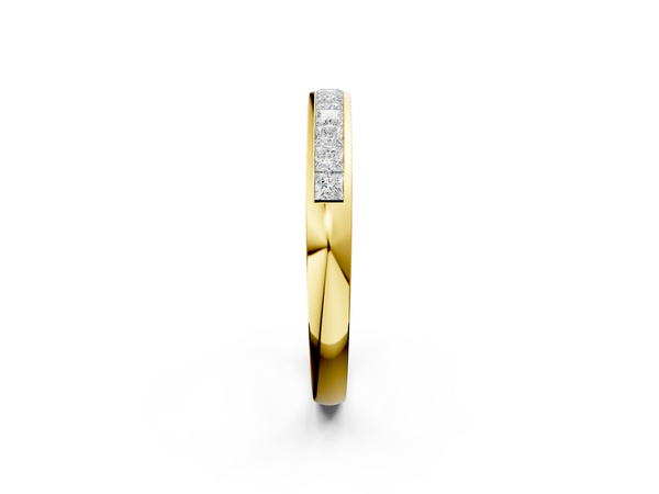Yellow gold Princess Cut Diamond Channel Set Eternity Band