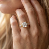 Yellow gold Princess Cut Diamond Classic Solitaire Ring with Pavé Band and Four-Prong Setting_15