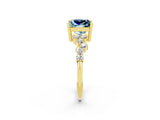 Yellow gold Princess Cut Diamond Cluster Pavé Band with Four-Prong Setting_10