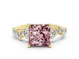 Yellow gold Princess Cut Diamond Cluster Pavé Band with Four-Prong Setting_10