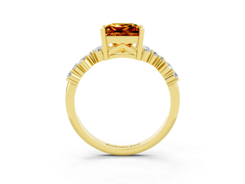 Yellow gold Princess Cut Diamond Cluster Pavé Band with Four-Prong Setting_11