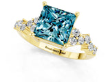 Yellow gold Princess Cut Diamond Cluster Pavé Band with Four-Prong Setting_11