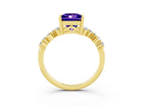 Yellow gold Princess Cut Diamond Cluster Pavé Band with Four-Prong Setting_11