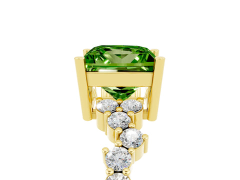 Yellow gold Princess Cut Diamond Cluster Pavé Band with Four-Prong Setting_11