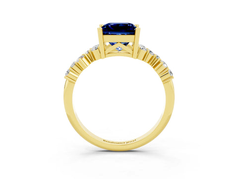 Yellow gold Princess Cut Diamond Cluster Pavé Band with Four-Prong Setting_13