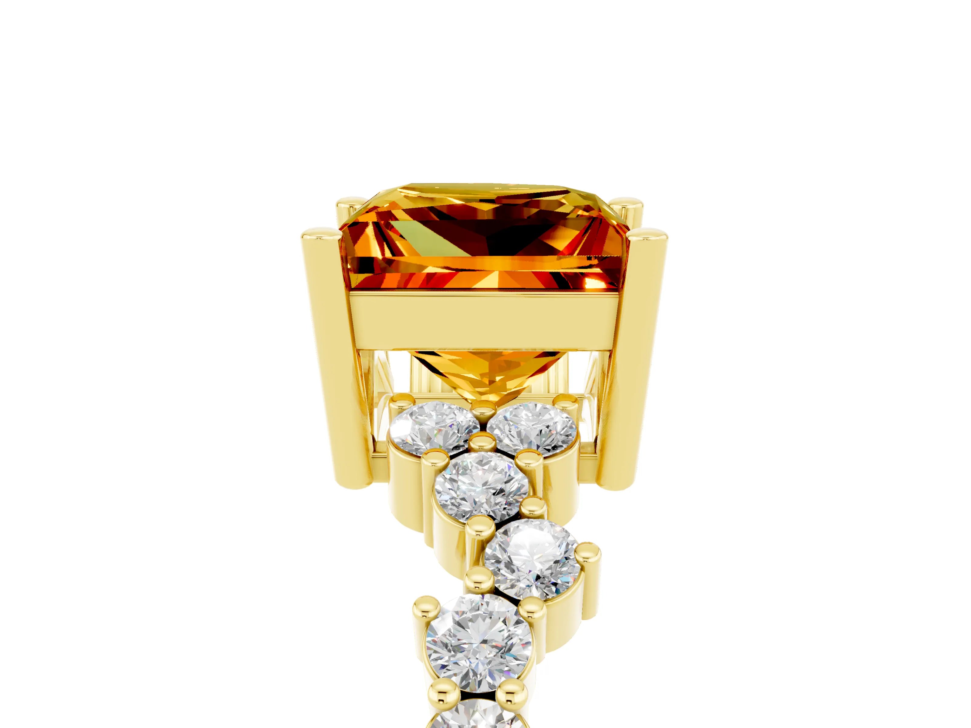 Yellow gold Princess Cut Diamond Cluster Pavé Band with Four-Prong Setting_13
