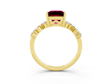 Yellow gold Princess Cut Diamond Cluster Pavé Band with Four-Prong Setting_13
