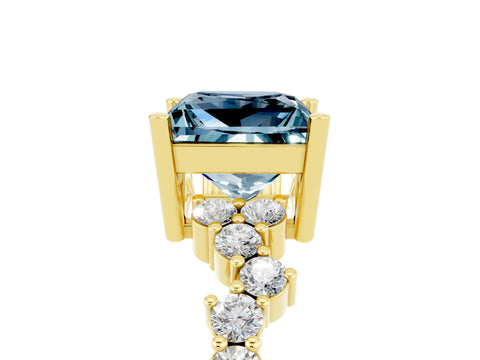 Yellow gold Princess Cut Diamond Cluster Pavé Band with Four-Prong Setting_13