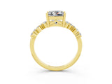 Yellow gold Princess Cut Diamond Cluster Pavé Band with Four-Prong Setting_14