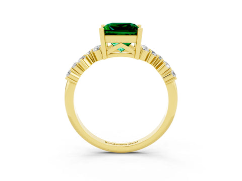 Yellow gold Princess Cut Diamond Cluster Pavé Band with Four-Prong Setting_14