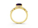 Yellow gold Princess Cut Diamond Cluster Pavé Band with Four-Prong Setting_15