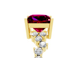 Yellow gold Princess Cut Diamond Cluster Pavé Band with Four-Prong Setting_15
