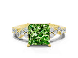 Yellow gold Princess Cut Diamond Cluster Pavé Band with Four-Prong Setting_18