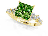 Yellow gold Princess Cut Diamond Cluster Pavé Band with Four-Prong Setting_19