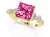 Yellow gold Princess Cut Diamond Cluster Pavé Band with Four-Prong Setting_20