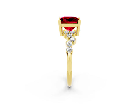Yellow gold Princess Cut Diamond Cluster Pavé Band with Four-Prong Setting_20