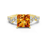 Yellow gold Princess Cut Diamond Cluster Pavé Band with Four-Prong Setting_20