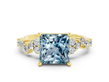 Yellow gold Princess Cut Diamond Cluster Pavé Band with Four-Prong Setting_20