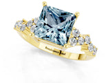 Yellow gold Princess Cut Diamond Cluster Pavé Band with Four-Prong Setting_21