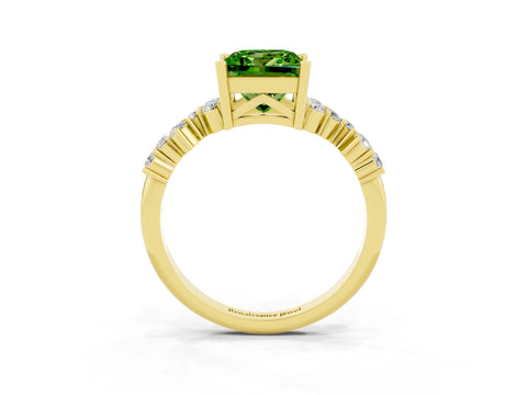 Yellow gold Princess Cut Diamond Cluster Pavé Band with Four-Prong Setting_21