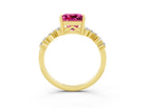 Yellow gold Princess Cut Diamond Cluster Pavé Band with Four-Prong Setting_22