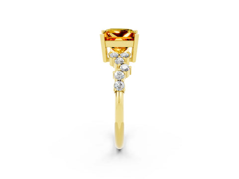 Yellow gold Princess Cut Diamond Cluster Pavé Band with Four-Prong Setting_22