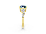 Yellow gold Princess Cut Diamond Cluster Pavé Band with Four-Prong Setting_22