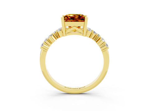 Yellow gold Princess Cut Diamond Cluster Pavé Band with Four-Prong Setting_23