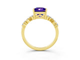 Yellow gold Princess Cut Diamond Cluster Pavé Band with Four-Prong Setting_23