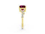 Yellow gold Princess Cut Diamond Cluster Pavé Band with Four-Prong Setting_24