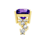 Yellow gold Princess Cut Diamond Cluster Pavé Band with Four-Prong Setting_25