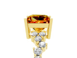 Yellow gold Princess Cut Diamond Cluster Pavé Band with Four-Prong Setting_25