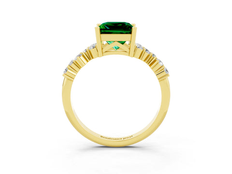 Yellow gold Princess Cut Diamond Cluster Pavé Band with Four-Prong Setting_26