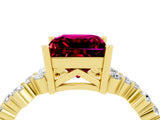 Yellow gold Princess Cut Diamond Cluster Pavé Band with Four-Prong Setting_26