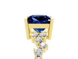 Yellow gold Princess Cut Diamond Cluster Pavé Band with Four-Prong Setting_27
