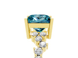 Yellow gold Princess Cut Diamond Cluster Pavé Band with Four-Prong Setting_27