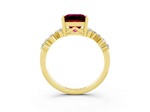Yellow gold Princess Cut Diamond Cluster Pavé Band with Four-Prong Setting_3