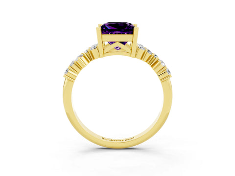 Yellow gold Princess Cut Diamond Cluster Pavé Band with Four-Prong Setting_3