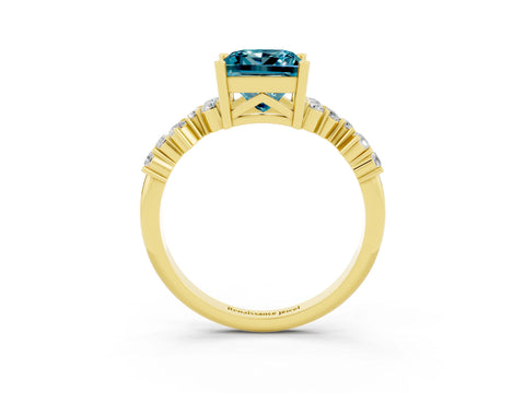 Yellow gold Princess Cut Diamond Cluster Pavé Band with Four-Prong Setting_3