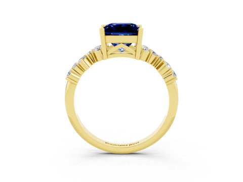 Yellow gold Princess Cut Diamond Cluster Pavé Band with Four-Prong Setting_3