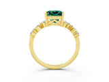 Yellow gold Princess Cut Diamond Cluster Pavé Band with Four-Prong Setting_3