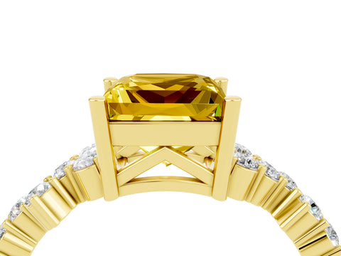 Yellow gold Princess Cut Diamond Cluster Pavé Band with Four-Prong Setting_4