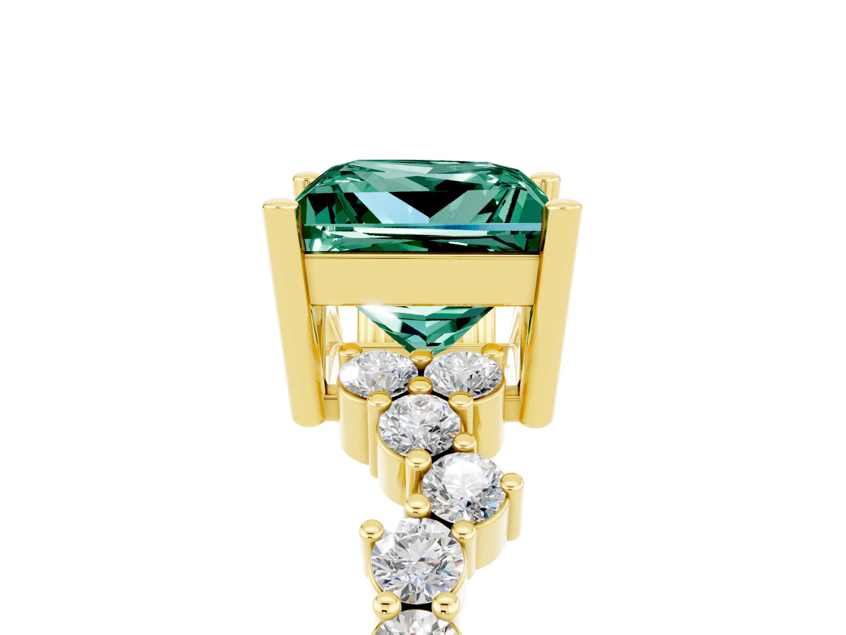 Yellow gold Princess Cut Diamond Cluster Pavé Band with Four-Prong Setting_5