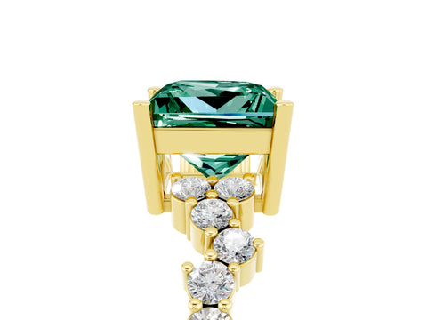 Yellow gold Princess Cut Diamond Cluster Pavé Band with Four-Prong Setting_5